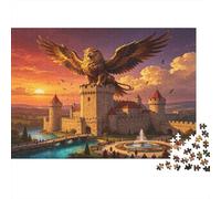 Castillo de Águila Gigante Fantasía Puzzle de 1000 Piezas Papel Puzzle para Adultos Paisaje Atardecer Relajación Decoración Hogar Regalo 38x26cm/1000pcs
