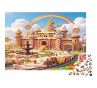Castillo de Caramelos Escena Fantástica Puzzle de 1000 Piezas Papel para Adultos Arcoíris Ocio Foco Decoración Familiar Regalo 70x50cm/1000pcs