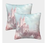 Castillo de Cuento de Hadas: Estilo fantasía soñador Fundas Cojines para Sofá 2 Piezas Disponible Todas Las Estaciones Funda De Almohada Modernas Decorativa Almohadas Fundas Cama Hogar Coche 40x40cm