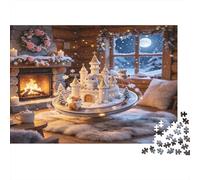Castillo de Cuento de Hadas nevado Chimenea acogedora Puzzle de 1000 Piezas Papel para Adultos Escena de Invierno Juego de Puzzle Decoración Familiar Regalo Nan