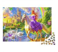 Castillo de Cuento de Hadas Princesa Montando a Caballo Puzzle para Adultos Puzzle de 1000 Piezas Papel Puzzle para Toda la Familia Regalo decoración 38x26cm/1000pcs