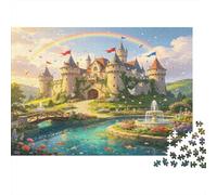 Castillo de Cuento Puzzle de 1000 Piezas Cartón Puzzle para Adultos Jardín Encantado Río Relajación Concentración Decoración Regalo Familia 70x50cm/1000pcs