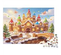 Castillo de Cuentos de Jengibre Puzzle de 1000 Piezas Papel para Adultos Escena Invernal Relajante Decoración Regalo Familiar 52x38cm/1000pcs