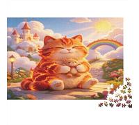 Castillo de Cuentos Gato Naranja Puzzle de 1000 Piezas Juego de Puzzle 1000 Piezas Adultos Escena Arcoíris Familia Relajación Regalo 38x26cm/1000pcs