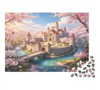 Castillo de Cuentos Puzzle de 1000 Piezas Puzzle para Adultos Flores de Cerezo Primaverales Papelería Relajación Hogar 38x26cm/1000pcs