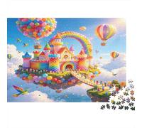 Castillo de Ensueño Arcoíris Puzzle de 1000 Piezas Papel Puzzle para Adultos Nubes Globo Escena Relajante Regalo Familiar 52x38cm/1000pcs