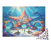Castillo de Estrella de Mar Submarino Puzzle de 1000 Piezas Papel para Adultos Mundo Marino Misterioso Juego de Puzzle 1000 Piezas Relajación Decoración 38x26cm/1000pcs