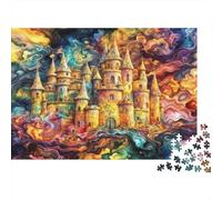 Castillo de Fábula del Arcoíris Puzzle De Madera Impermeable Puzzles De 1000 Piezas Regalos para Adultos Divertido Rompecabezas Juegos Desafiantes