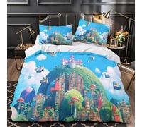 Castillo de fantasía 3D Impresión Funda de edredón 3pz Microfibra hipoalergénica Dibujos animados caprichosos Edredón funda 2 fundas resistente Decoración habitación adolescentes King（220x240cm）
