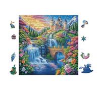Castillo de Fantasía con Cascada Rompecabezas 100 Piezas Cartón Resistente para Toda La Familia Actividades Grupales Regalo Corporativo Calidad Profesional San Valentín 28x28cm