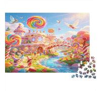 Castillo de Fantasía de Caramelos Puzzle de 1000 Piezas Papel para Adultos Estilo Cuento Colores Vivos Relajante Decoración Regalo 38x26cm/1000pcs