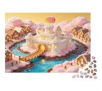 Castillo de Fantasía de Caramelos Puzzle de 1000 Piezas Papel Puzzle para Adultos Pueblo Ilustrado Relajación Familia Concentración Decoración Regalo 38x26cm/1000pcs