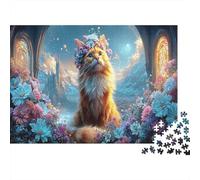 Castillo de fantasía de la Corona de la Flor del Gato de Jengibre Rompecabezas 1000 Piezas Mascotas Puzzle - Regalo, Juego Familiar, Decoración del Hogar, para Adultos 70x50cm/1000pcs