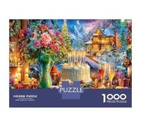 Castillo de fantasía Lleno de Flores Puzzle 1000 Piezas, Juego Educativo, Desafío, Clásicos para Adultos Y Niños A Partir De 12 Años Un Rompecabezas Desafiant-Obra De Arte, Creatividad 70x50cm
