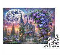 Castillo de fantasía Luna Puzzle 1000 Piezas Papel Reciclado para Adultos Puzzle para Adultos Juego Educativo con desafío Actividad Divertida para casa Excelente Idea de Regalo 52x38cm/1000pcs