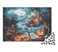 Castillo de Halloween Fantasía Puzzle de 1000 Piezas Papel para Adultos Noche Fantasma Calabaza Juego de Puzzle 1000 Piezas Familia Decoración Regalo 70x50cm/1000pcs