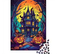 Castillo de Halloween Puzzles Imposible,desafío for Adults Jack-o'-Lantern Bat Entretenimiento Creativo 1000 Piezas Obra De Arte De Juego De para Adultos Y Niños A Partir De 12 Años 1000pcs (75x50cm)