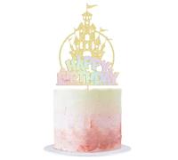 Castillo de hielo Decoración para Tartas, Decoracion Tarta Cumpleaños Princesa de hieli, Happy Birthday Topper, Decoración de Pasteles para Fiestas Cumpleaños Infantiles, Baby Shower (D)