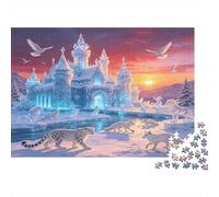 Castillo de Hielo Puzzle de 1000 Piezas Papel para Adultos Paisaje Helado al Atardecer Puzzle para Adultos Relajación Diversión Familiar Regalo Decorativo 52x38cm/1000pcs