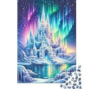 Castillo de Hielo Puzzle de 1000 Piezas Papel Premium para Adultos Escena Nocturna Auroras Diversión en Familia Regalo 70x50cm/1000pcs
