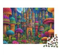 Castillo de Hongos Fantasía Puzzle de 1000 Piezas Papel Puzzle para Adultos Estilo Bosque Encantado Relajación Decoración Hogar Interacción Regalo 38x26cm/1000pcs