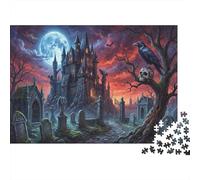 Castillo de Horror del Cementerio Puzzle 1000 Piezas Adultos Y Niños,14 Años+,Reto,Anti-estrés,Rompecabezas,Deco Pared,Regalo Ideal,Premium,Cartón,Desafío,Relax,Educativo 38x26cm