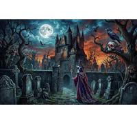Castillo de Horror del Cementerio Puzzle 1000 Piezas Adultos Y Niños,Reto,Anti-estrés,Deco Pared,Regalo Ideal,Premium,Cartón,14 Años+,Rompecabezas,Desafío,Relax,Educativo 52x38cm