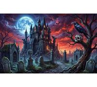 Castillo de Horror del Cementerio Puzzle 1000 Piezas Adultos Y Niños,Rompecabezas,14 Años+,Deco Pared,Desafío,Premium,Cartón,Regalo Ideal,Anti-estrés,Relax,Reto,Educativo 70x50cm