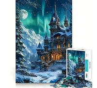 Castillo de Invierno bajo la Aurora Boreal Rompecabezas de 1000 Piezas para Adultos Diversión Garantizada Corte láser Tiempo de relajación y Ejercicio Mental en casa (38x26cm)