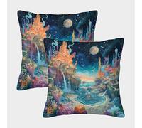 Castillo de la Fantasía: artee de la Fantasía Subacuático Fundas Cojines Para Sofá 2 Piezas arte Funda De Almohada Throw Cojín Decoración Almohada Funda De Almohada De Estar Dormitorio 50x50cm