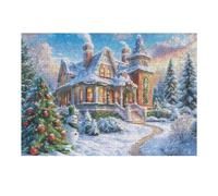 Castillo de Nieve Navidad Rompecabezas 300 Piezas Cartón Resistente para Mayores Reunión Familiar Juegos Desarrollo Lógica Detalle San Valentín Calidad 300 PCS