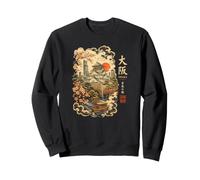 Castillo de Osaka Cherry Blosom Japón Ukiyo-e Kanji japonés Sudadera