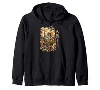 Castillo de Osaka Cherry Blosom Japón Ukiyo-e Kanji japonés Sudadera con Capucha