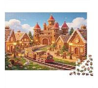 Castillo de Pan de Jengibre Fantasía Puzzle de 1000 Piezas Papel para Adultos Pueblo de Cuento Relajación Regalo Hogar Familia 38x26cm/1000pcs