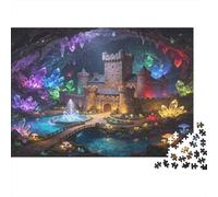 Castillo de Piedra Fantástico Puzzle de 1000 Piezas Papel para Adultos Cueva de Cristal Luminosa Juego de Puzzle 1000 Piezas Relajación Decoración Regalo 38x26cm/1000pcs