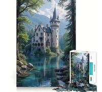 Castillo de Piedra Junto al Lago, Rompecabezas de 1000 Piezas para Adultos, Mejora la Memoria, diversión Familiar, Montaje de Patrones, selección de Deseos de Papá Noel 50x75cm