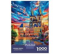 Castillo de Praga Rompecabezas De 1000 Piezas Puzzles para Adolescentes Y Niños Jigsaw Puzzles Juguete De Desafío,Puzzles Difíciles, 38x26cm/1000pcs