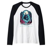 Castillo Embrujado Fantasmas Bosque Noche de Miedo Camiseta Manga Raglan