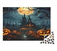 Castillo embrujado Puzzle Imposible,desafío for Adults Jack-o'-Lantern Entretenimiento Creativo 1000 Piezas Obra De Arte De Juego De para Adultos Y Niños 1000pcs (75x50cm)