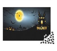 Castillo embrujado Puzzle Imposible,desafío para Adultos Noche iluminada por la Luna 1000 Piezas Obra De Arte De Juego De para Adultos Y Niños Mayores De 12 Años 1000pcs (75x50cm)