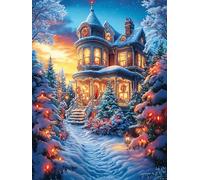 Castillo en la noche de nieve de Navidad Puzzle 1000 Piezas Obra De Arte Familiar Coleccionable Mitos de cuento de hadas Rompecabezas 3D Para Hombres Y Mujeres Juguete Educativo Desafío Intelectual 10