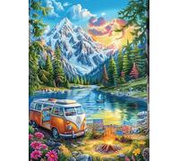 Castillo encantado a la orilla del lago Puzzles 1000 Piezas Alivio Estrés Familiar Cuento de hadas fantástico animal Rompecabezas 3D Para Toda La Familia Juguete Educativo Desafío Intelectual 1000 PCS