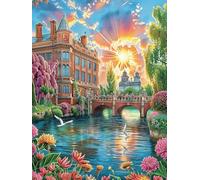 Castillo Encantado a la Orilla del río Puzzle 300 Piezas Educativo Familiar Mitos fantásticoss Rompecabezas 3D para Toda La Familia Aliviar Estrés Decoración Hogar Portátil 300 PCS