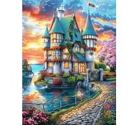 Castillo Encantado al Borde del Lago Puzzle 1000 Piezas Cartón Blanco Premium para Coleccionistas Entrenamiento Memoria Hobby Colección Regalo Original 1000 PCS