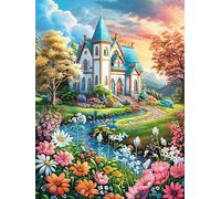 Castillo Encantado en el Prado de Flores Puzzle 1000 Piezas Aliviar Estrés 3D Mitos Animal-Planta Rompecabezas Familiar para Hombres Y Mujeres Obra De Arte Decorativo Hogar 1000 PCS