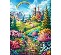 Castillo Encantado en la Pradera Florida Puzzle 1000 Piezas Cartón Resistente para Coleccionistas Entretenimiento Toda La Familia Mejora Memoria Pack Completo para Navidad 1000 PCS