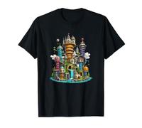 Castillo Espiral Encantado Fantasía Cascada Reino Camiseta