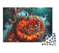 Castillo Fantasía Calabaza Gigante Puzzle de 1000 Piezas Papel para Adultos Escena Mágica Nocturna Puzzle para Toda la Familia Relajación Decoración Regalo 52x38cm/1000pcs