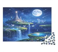 Castillo Fantasía Cielo Nocturno Puzzle de 1000 Piezas Puzzle para Adultos Cascada Estrella Fugaz Puzzle para Toda la Familia Relajante Decoración Regalo 52x38cm/1000pcs