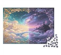Castillo Fantasía Nubes Puente Puzzle de 1000 Piezas Papel para Adultos Escena de Cielo Estrellado Mágico Juego de Puzzle 1000 Piezas Relajación Hogar Regalo 52x38cm/1000pcs